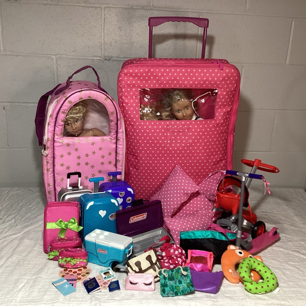 Our Generation Travel Sets | 3 Dolls | Scooter | Stroller | Cooler | Stove